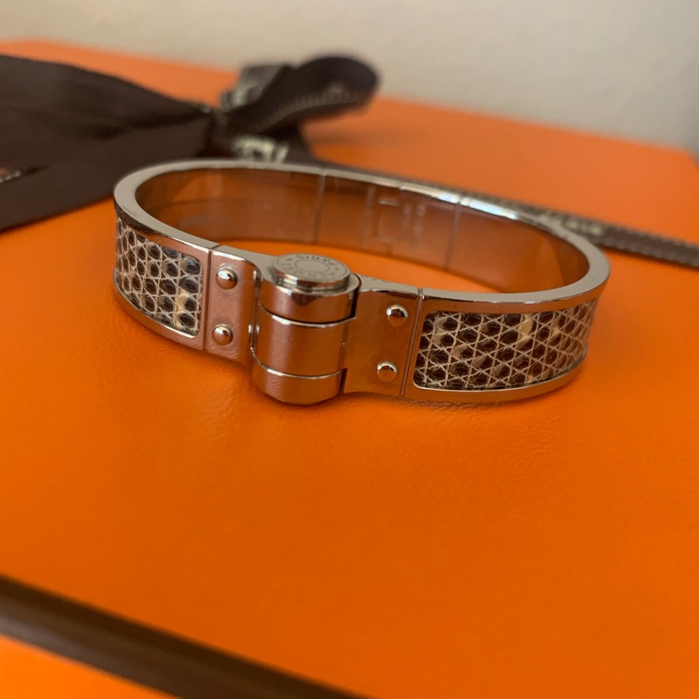 Hermes Charnerie Lizard Hinged Bracelet PM